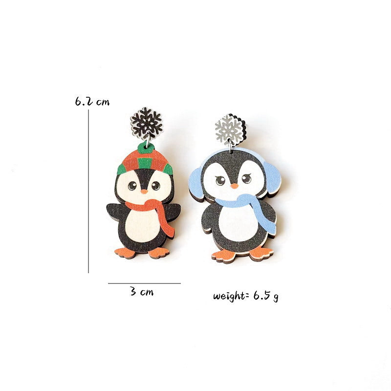 Wholesale Christmas Penguin Santa Claus Snowman Elk Gingerbread Man Earrings